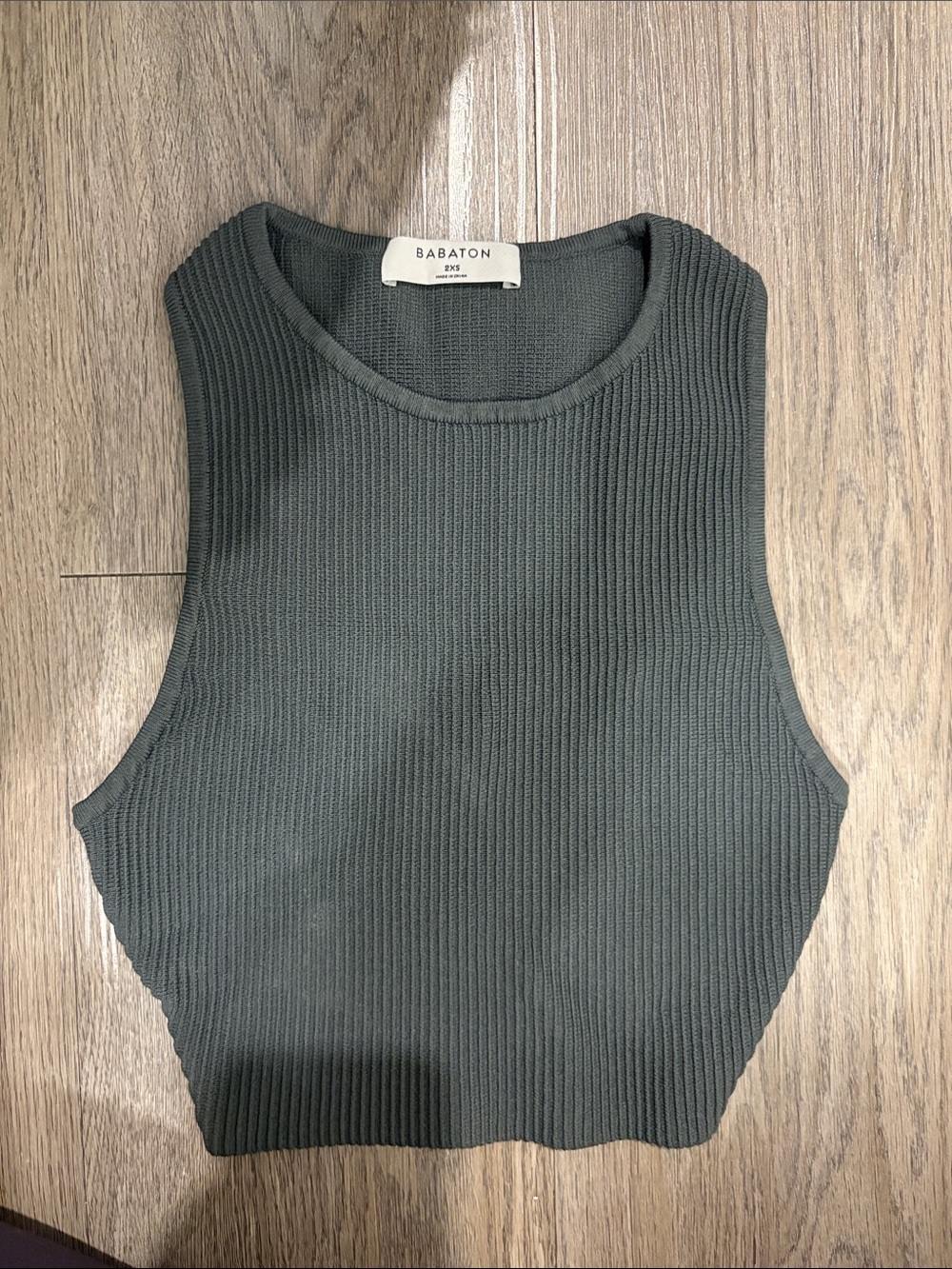 Babaton Olive Ribbed Crop Tank